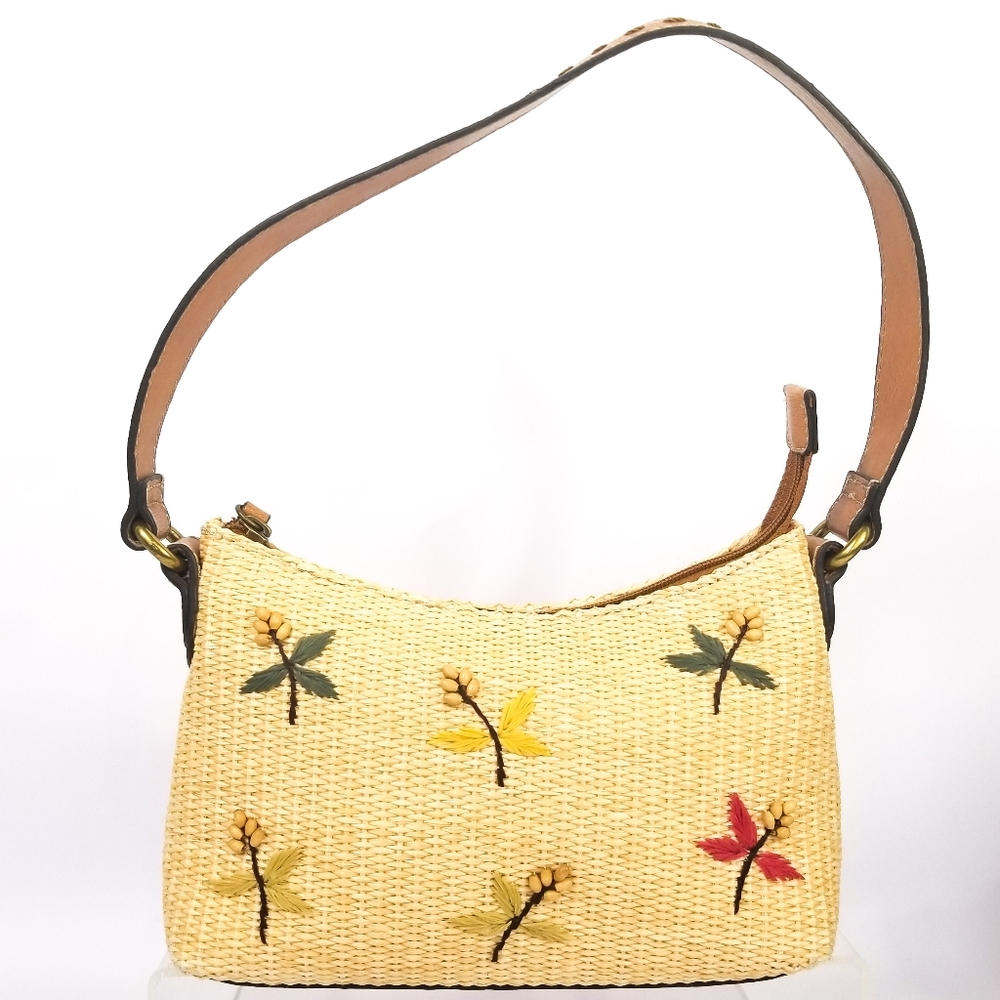 Fossil Straw Rattan Embroidered Small Bag Purse
